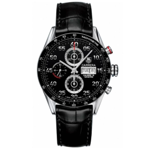 Uhrenarmband Tag Heuer CV2A10/0.FC6235 Leder Schwarz 22mm